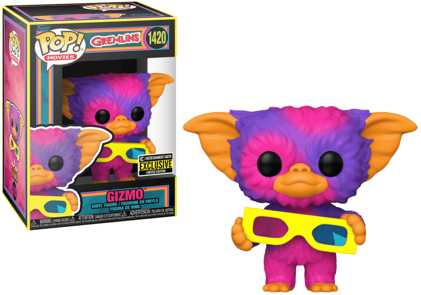 Gizmo with 3-D Glasses (Blacklight) #1420 Gremlins Funko POP! Entertainment Earth Exclusive