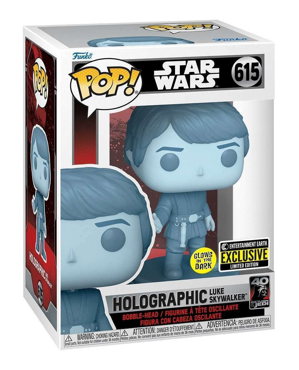 Holographic Luke Skywalker #615 Star Wars Funko POP! Entertainment Earth Exclusive Glows in the Dark