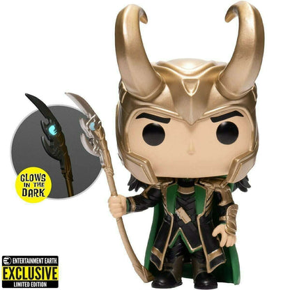 Loki with Scepter #985 Marvel Avengers Funko POP! Entertainment Earth Exclusive Glow in the Dark