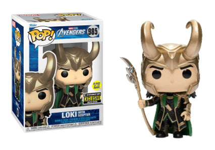 Loki with Scepter #985 Marvel Avengers Funko POP! Entertainment Earth Exclusive Glow in the Dark